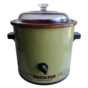 Vintage Rival Avocado Green Crock-Pot Slow Cooker Model 3100/2 Retro 3.5 Qt